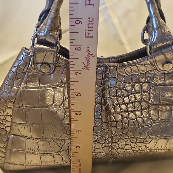 Donald J. Pliner Metallic Crocodile-Embossed Top Handle Bag - Picture 6 of 16